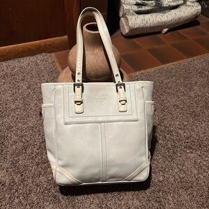 Coach Cream Leather Tote Bag